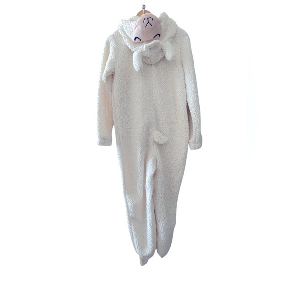 White Sherpa Hoodie Onesie - Size Medium - Picture 3 of 7